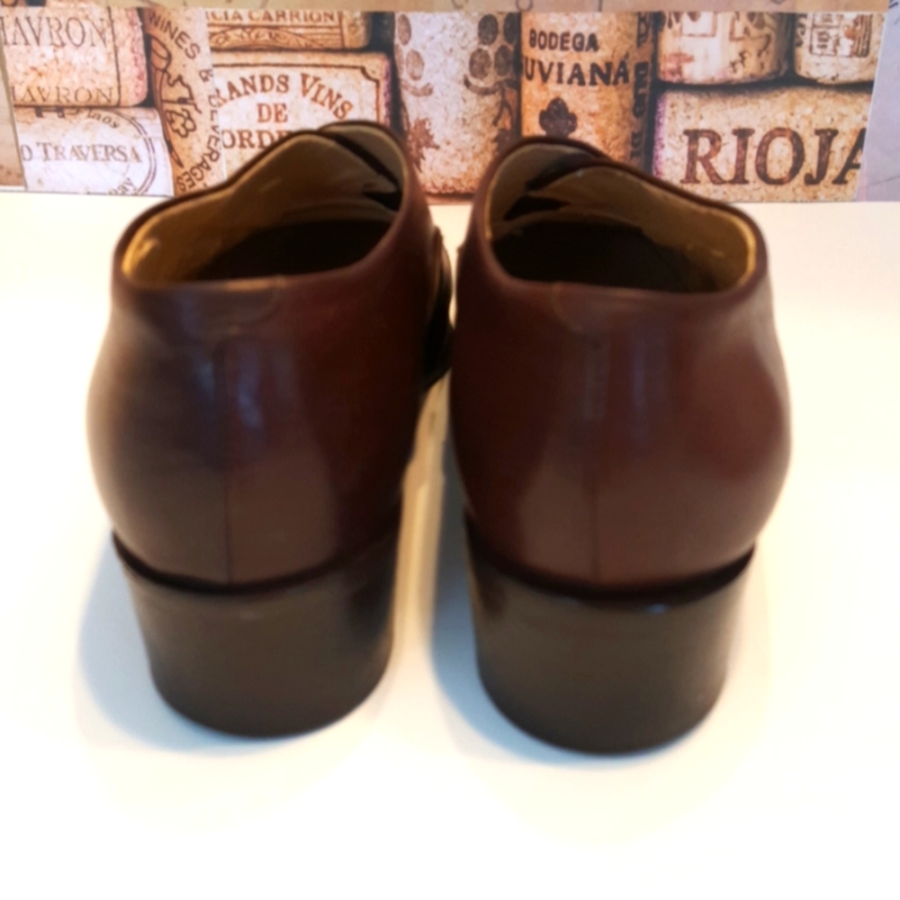 Vera Gomma SIMARD Red Brown Italian Leather Loafer Shoes, Vintage (EU 37.5) - Picture 7 of 11